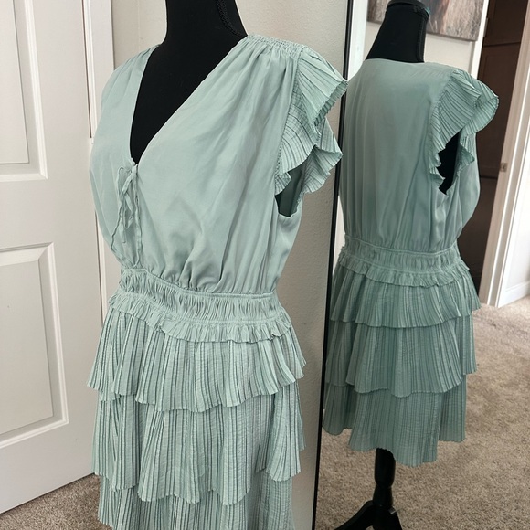 Light Green Ruffle Mini Dress - Picture 4 of 4